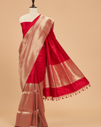 Red Plain Saree in Silk