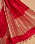 Red Plain Saree in Silk