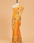 Golden Plain Saree in Silk