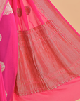 Strawberry Pink Butta Saree In Georgette