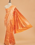 Orange Jaal Saree in Silk
