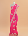 Strawberry Pink Butta Saree In Georgette