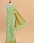 Pista Green Butta Saree In Georgette