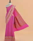 Gajar Pink Plain Saree in Georgette