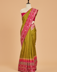 Mehndi Green Plain Saree in Tussar Silk