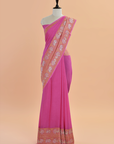 Gajar Pink Plain Saree in Georgette