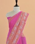 Gajar Pink Plain Saree in Georgette