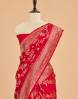 Red Lehariya Saree in Muslin Silk