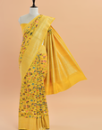 Mustard Yellow Jaal Saree in Georgette Tussar
