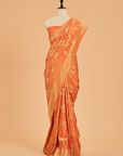 Orange Lehariya Saree in Muslin Silk