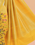 Mustard Yellow Jaal Saree in Georgette Tussar