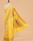 Yellow Butta Saree In Muslin Silk