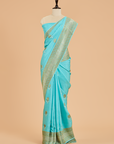 Firozi Butta Saree In Muslin Silk