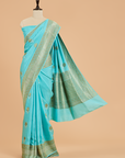 Firozi Butta Saree In Muslin Silk
