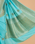 Firozi Butta Saree In Muslin Silk