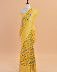 Mustard Yellow Jaal Saree in Georgette Tussar