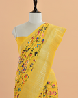 Mustard Yellow Jaal Saree in Georgette Tussar