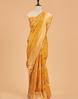 Yellow Lehariya Saree in Silk