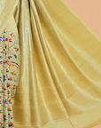 Olive Green Jaal Saree in Georgette Tussar