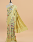 Olive Green Jaal Saree in Georgette Tussar