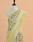 Olive Green Jaal Saree in Georgette Tussar