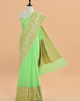 Pista Green Plain Saree in Georgette