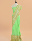 Pista Green Plain Saree in Georgette