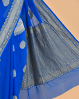 Royal Blue Butta Saree In Georgette