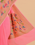 Peach Plain Saree in Georgette