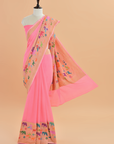Peach Plain Saree in Georgette