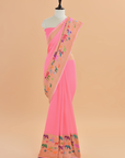 Peach Plain Saree in Georgette