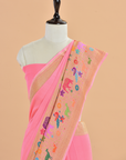 Peach Plain Saree in Georgette