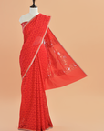 Red Jaal Saree In Georgette