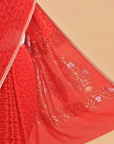 Red Jaal Saree In Georgette