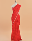 Red Jaal Saree In Georgette