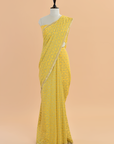 Yellow Jaal Saree In Georgette