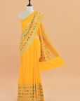 Yellow Plain Saree in Georgette