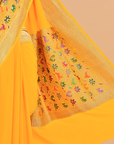 Yellow Plain Saree in Georgette