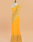 Yellow Plain Saree in Georgette