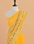 Yellow Plain Saree in Georgette