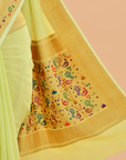 Lime Green Plain Saree in Georgette