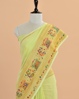 Lime Green Plain Saree in Georgette