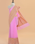 Light Pink Plain Saree in Georgette