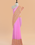 Light Pink Plain Saree in Georgette