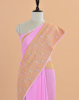 Light Pink Plain Saree in Georgette