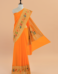 Golden Plain Saree in Georgette