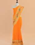 Golden Plain Saree in Georgette