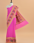 Pink Plain Saree in Georgette
