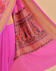 Pink Plain Saree in Georgette