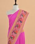 Pink Plain Saree in Georgette